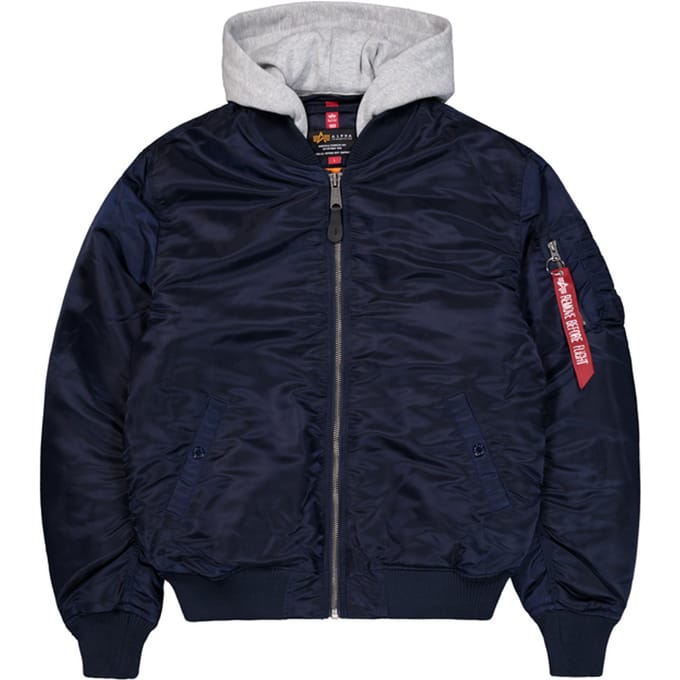 MA-1 Zip Hood Back Embroidery Bomber Jacket