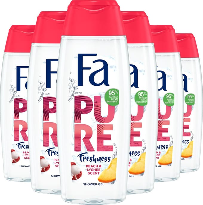 Fa Pure Freshness Peach & Lychee Douchegel 6x 250ml - Voordeelverpakking