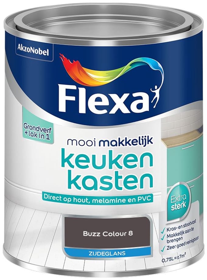 Flexa - Mooi Makkelijk Keukenkasten Zijdeglans - Buzz Colour 8 - Mengverf - 750 Ml