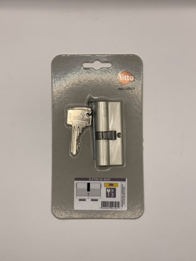 CILINDER, MESSING, VERNIKKELD 70mm + 3 sleutels