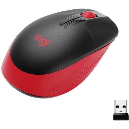 Logitech M190 Full-size Wireless Optical PC Mouse - Red - Muis - Optisch - 3 knoppen - Rood