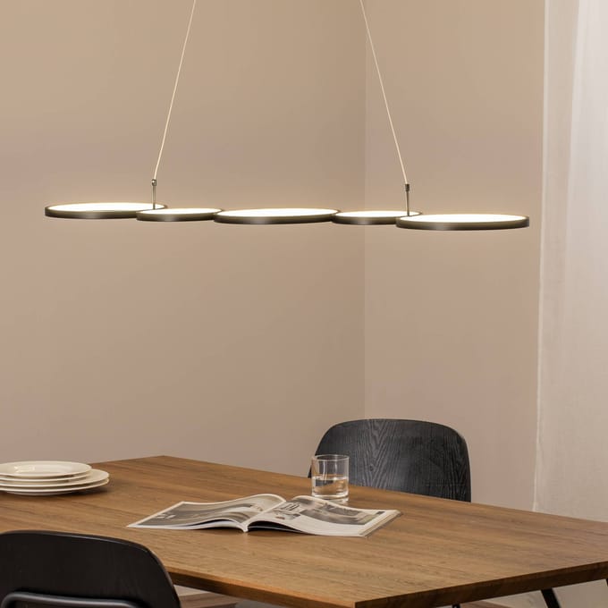 Milagro Lighting LED hanglamp Olympia, metaal, zwart, 4.000 K