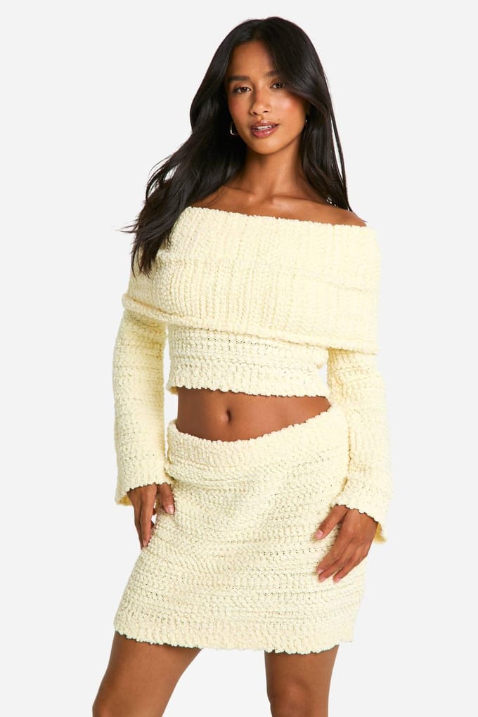 boohoo Dames Petite Boucle Mini Rok | Boter | Maat: Medium