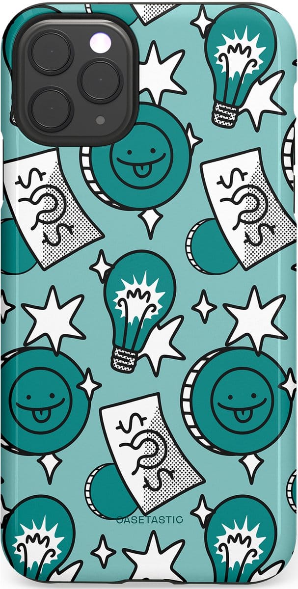 Casetastic hoesje geschikt voor Apple iPhone 11 Pro Max - Dubbellaagse bescherming - Muntmeester - Fashion Case - Petrol Mintgroen Grijs Donkergrijs