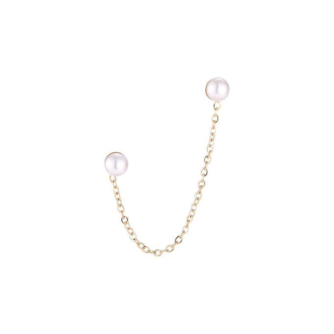 Bijoutheek Oorknoppen 2 Parels Ketting Goud