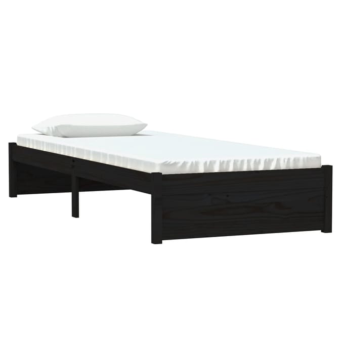vidaXL - Bedframe - massief - hout - zwart - 75x190 - cm