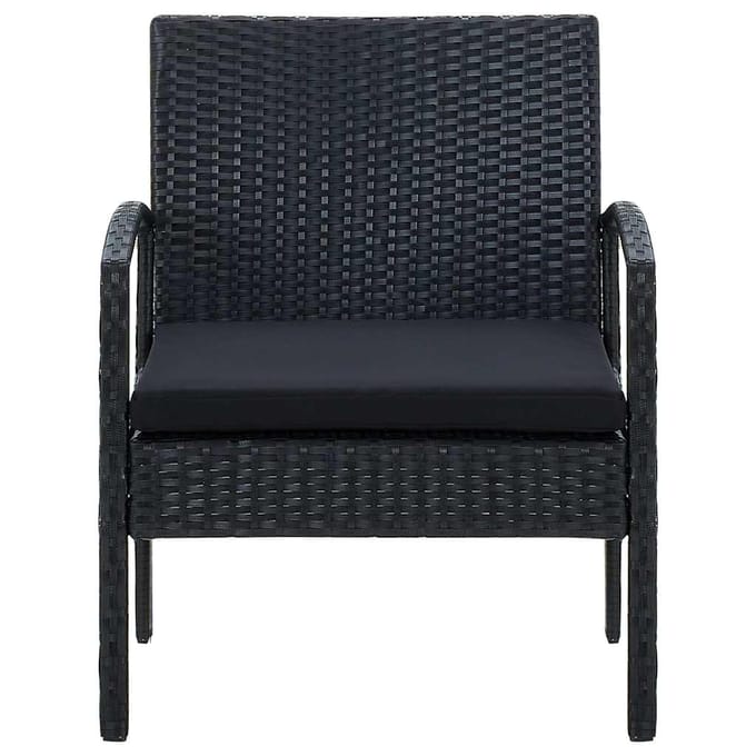vidaXL Tuinstoel met kussen poly rattan zwart