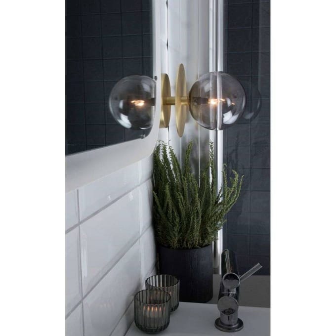 Globen Lighting wandlamp ART DECO, messing/grijs Ø 16 cm IP44