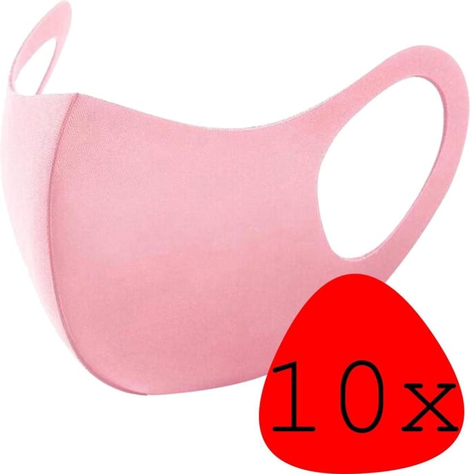Wasbaar Mondkapje Roze Wasbaar Mondmasker Elastisch Mondkapjes - 10 stuks
