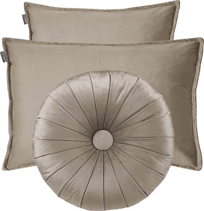 HOOMstyle Kiki Kussen - Sierkussenset 3 stuks - Fluweel - Effen - Taupe / Bruingrijs