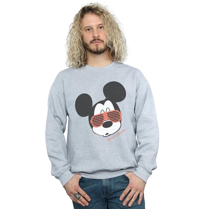 Disney Heren Sweatshirt met Mickey Mouse Zonnebril (Sportgrijs)