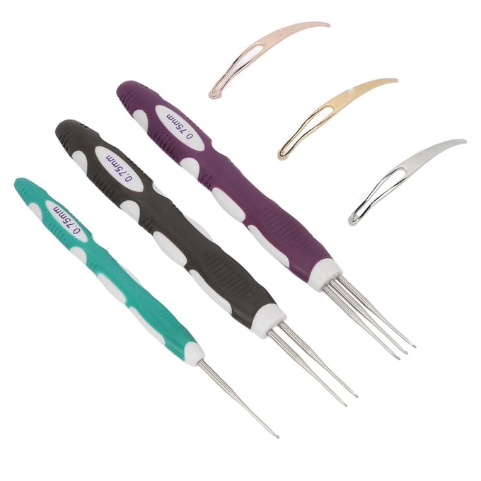 6 stuks 0,75 mm Dreadlocks Haaknaald Gereedschap voor Haarweven 1 2 3 Haken Dreadlock Interlocking Tool black