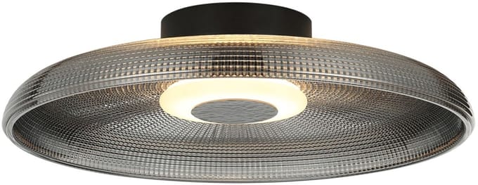 Kosilum - Ossara - Plafondlamp - Zwart en rookgrijs - Metaal en glas