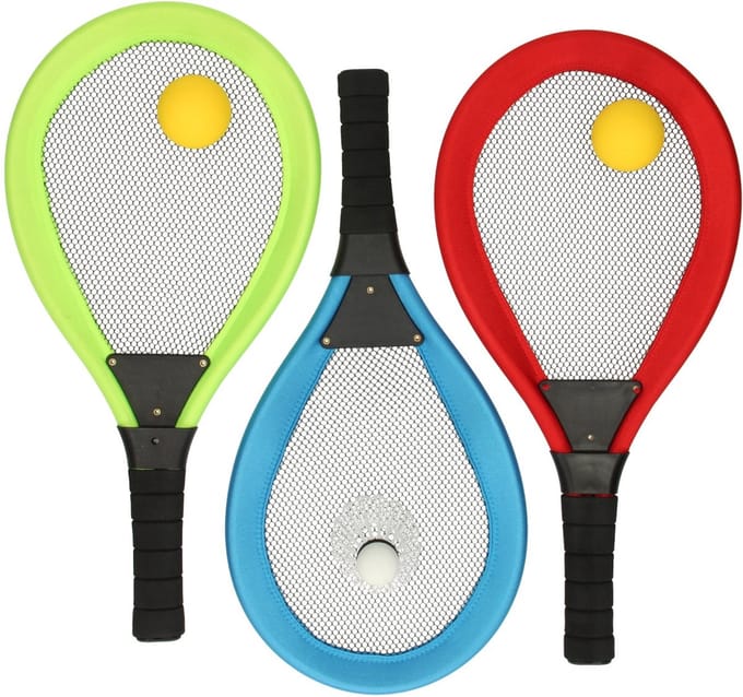 Soft tennis en badmintonset speelgoed voor kinderen multi kleuren.