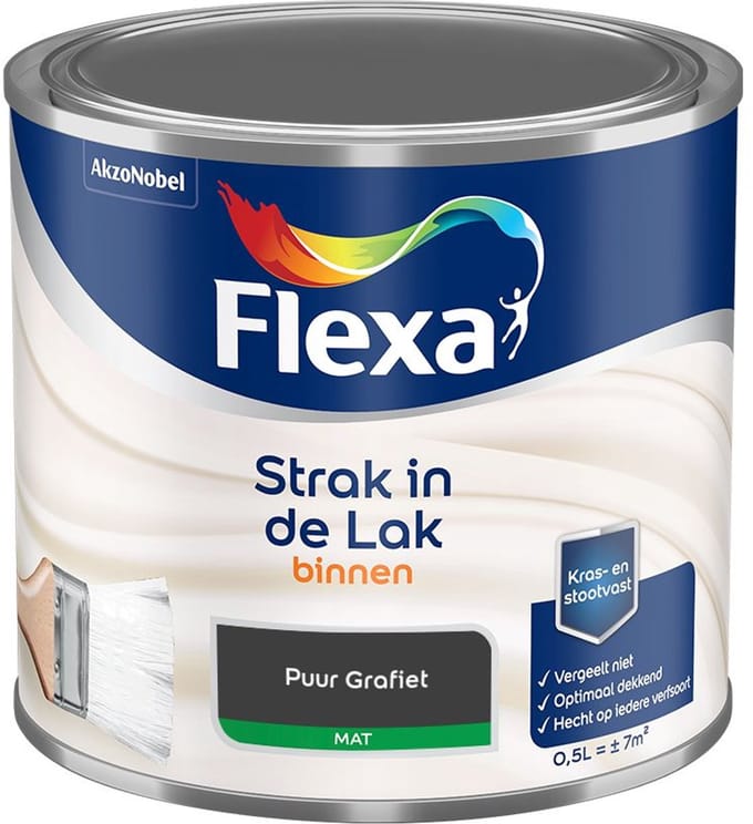 Flexa - Strak In De Lak Binnenlak Mat - Puur Grafiet - Mengverf - 500 Ml