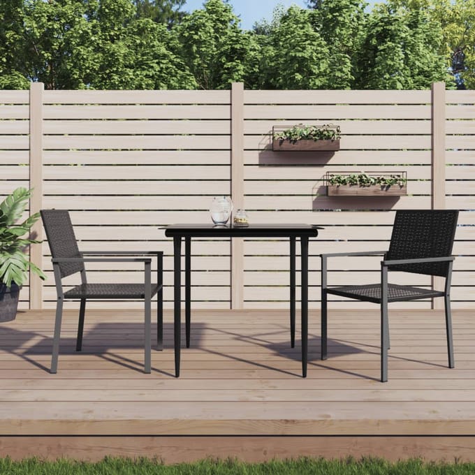 vidaXL - Tuinstoelen - 2 - st - 54x62,5x89 - cm - poly - rattan - zwart