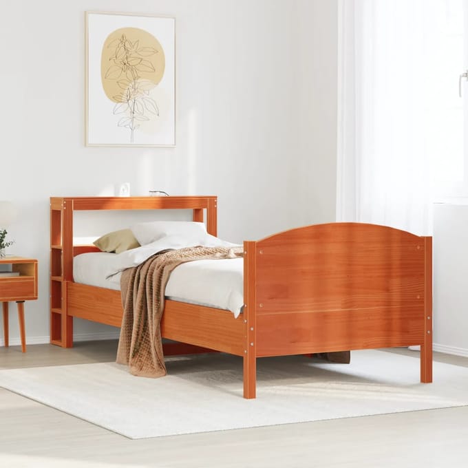 vidaXL - Bedframe - zonder - matras - massief - grenenhout - wasbruin - 100x200 - cm