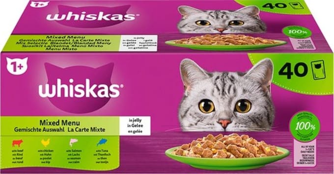 3x WHISKAS mix gelei 1+ pouch 40x85g