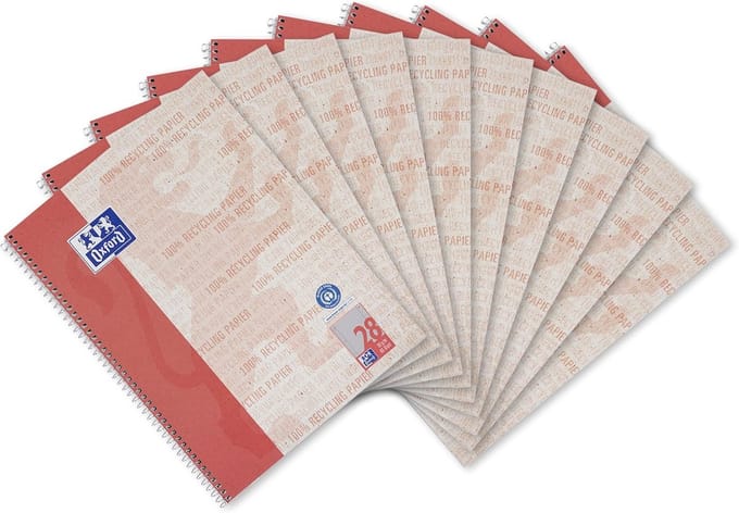 Groot pak Collegeblokken A4+ Geruit - 10 Stuks 80 Vel - Gerecycled Papier