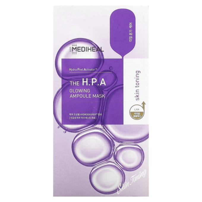 MEDIHEAL, De HP A, Stralende Ampoule Schoonheidsmasker, 10 vellen, 25ml (0,84 fl oz) elk white