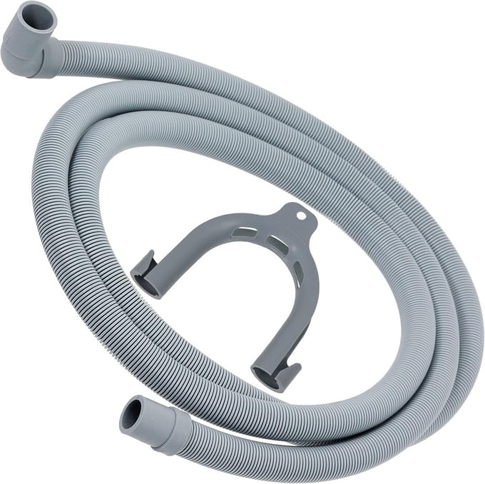 Afvoerslang - Wasmachine slang - Water afvoeren - Haakse aansluiting - 2.5 meter - Grijs