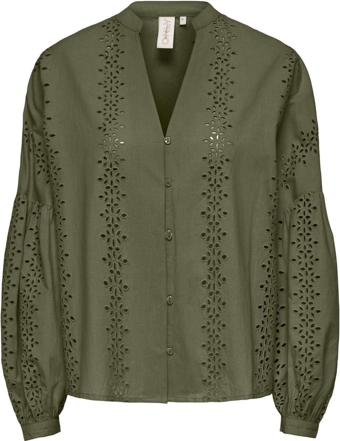 ONLY - ONLNELLY LS V-NECK BUTTON TOP WVN - Meisjes - Blouses