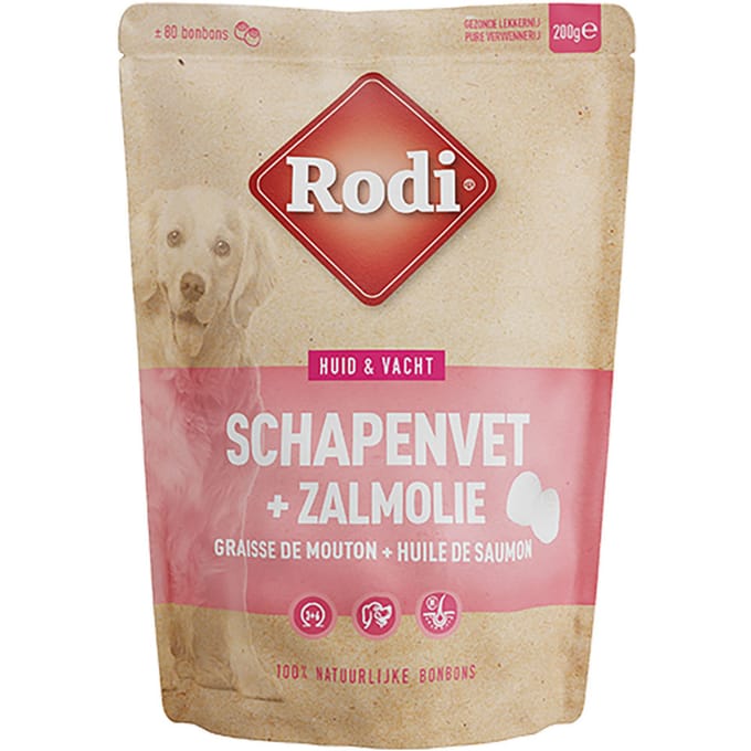 Sparpaket: 200g Rodi Sheep Fat Bonbons mit Lachs Hundefutter nass
