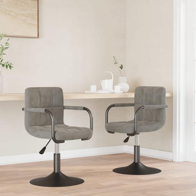 vidaXL - Eetkamerstoelen - draaibaar - 2 - st - fluweel - lichtgrijs
