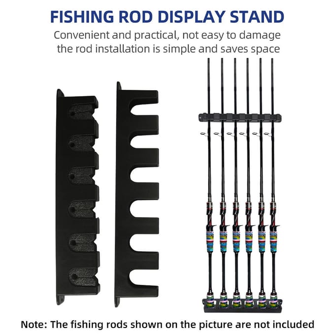 Support Vertical pour canne à pêche à 6 tiges, ensemble de supports muraux pour canne à pêche, pour Garage et bateau noir