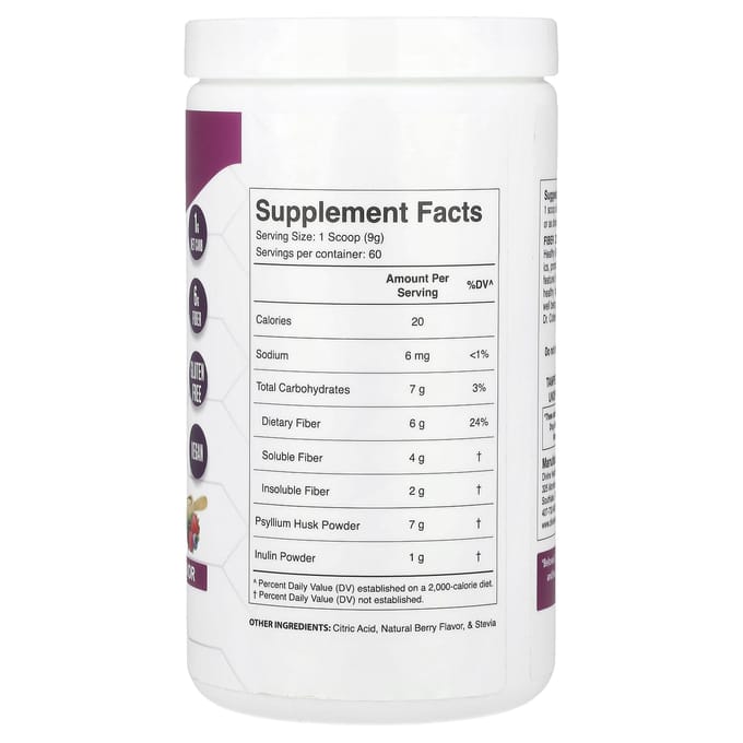 Divine Health, Perlmutter Colbert MD FiberZone, Baie Naturelle, 19 oz (540 g)