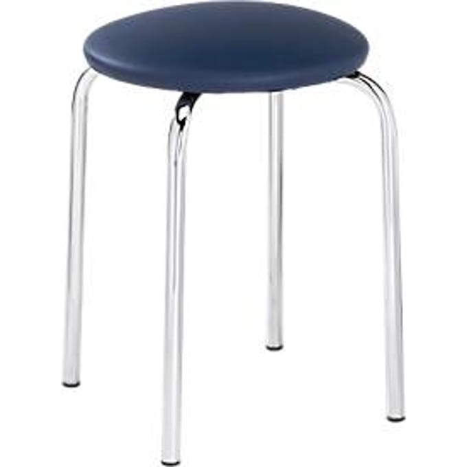 Kruk, stapelbaar, 4-pootsframe, kunstlederen bekleding, H 440 mm, blauw