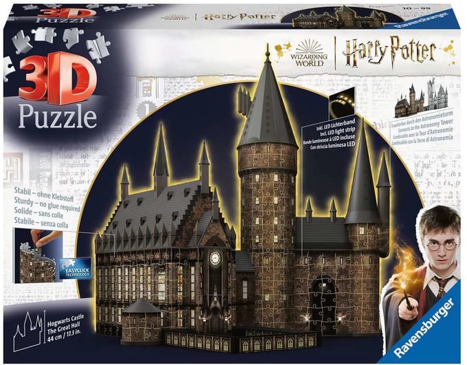 Ravensburger 3D-puzzel Harry Potter Hogwarts Grote Zaal Night Edition.