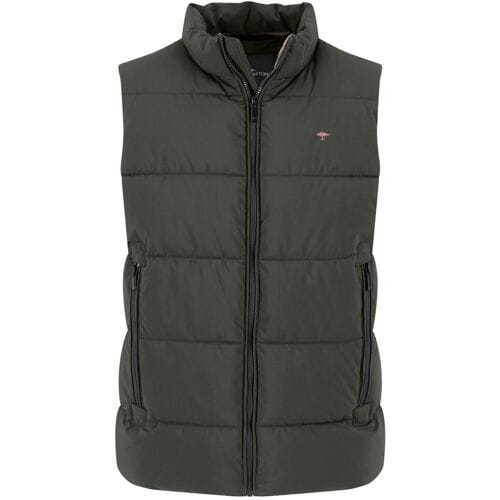 Fynch-Hatton Body-Warmer Solid Color Puffer Vest High Zip Collar Dusty Forest / male