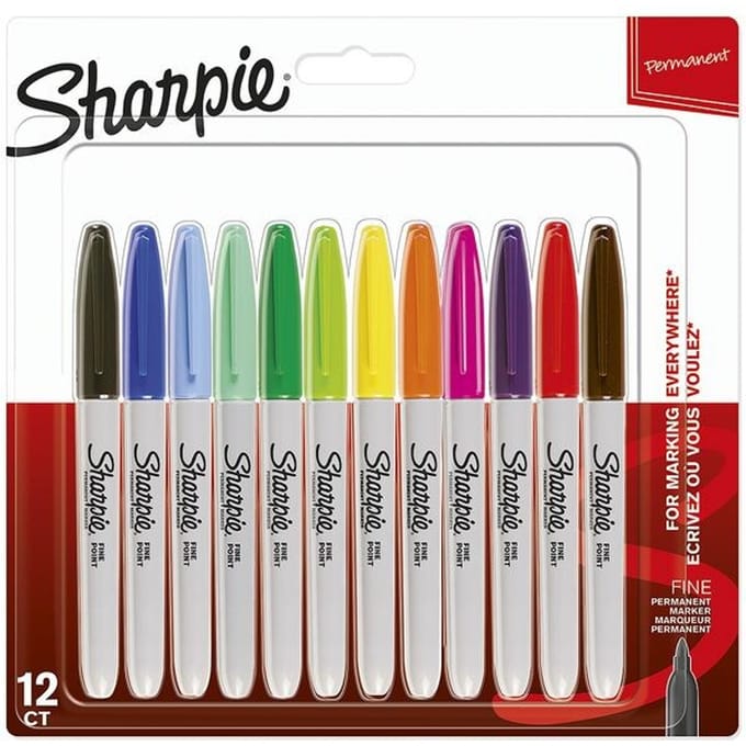 Sharpie Permanente Markers | Fijne Punt | Assortiment Kleuren | 12 Stuks