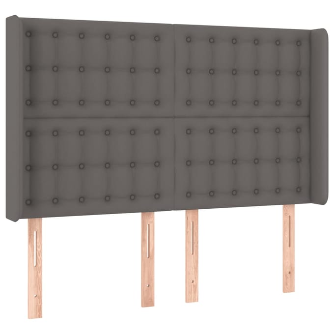 vidaXL - Hoofdbord - LED - 147x16x118/128 - cm - kunstleer - grijs