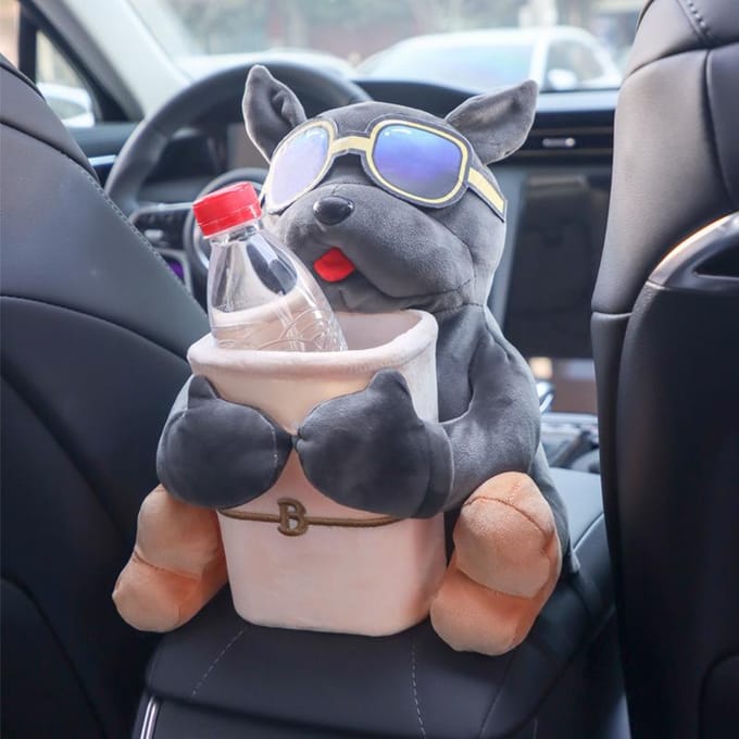 Auto gemonteerde tissuebox 2-in-1 Cartoon Pluche Pop Auto Armsteun Box Hangende Papierlade Opslag Auto Prullenbak En Tissuehouder