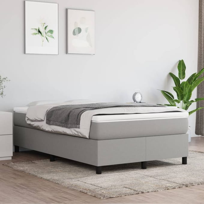 vidaXL - Boxspring - bed - 120x200 - cm - stof - lichtgrijs