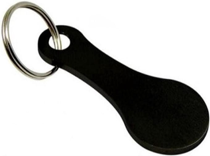 *** Winkelwagen Muntje Sleutelhanger Boodschappen Zwart - van Heble® ***