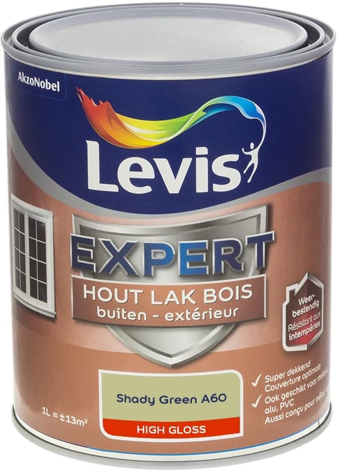 Levis - Expert Hout Lak Buiten High Gloss Mix - Shady Green A60 - Mengverf - 1 L