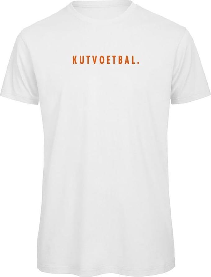 T-shirt wit S - oranje - Kutvoetbal. - soBAD.