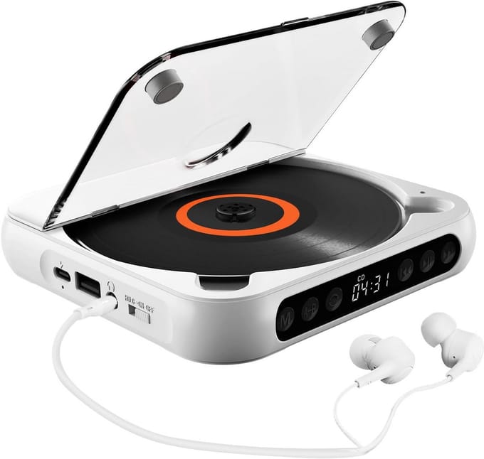 Draagbare CD-speler met Bluetooth, Oplaadbaar, Inclusief Hoofdtelefoon