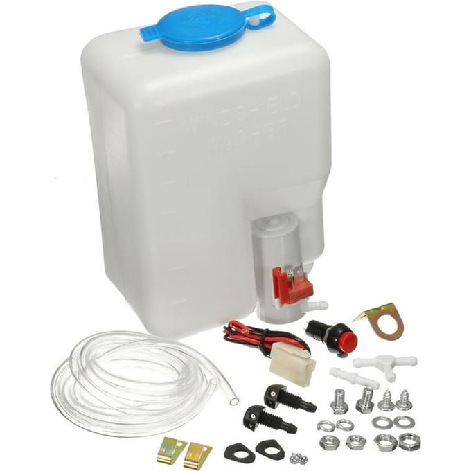 Universele Ruitensproeiervloeistof Reservoir Tank Kit Pomp 12V 1.8L white
