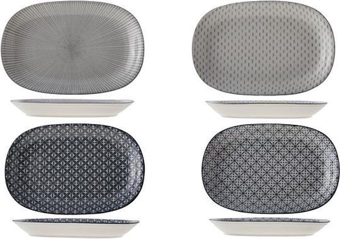 Cosy&Trendy Mix Crazy ovaal bord 30x20.5 cm - assoorti - Set-4