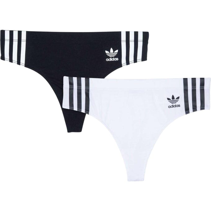 Adidas Dames Katoenen Comfort String (Pak van 2) 10 UK zwart/wit