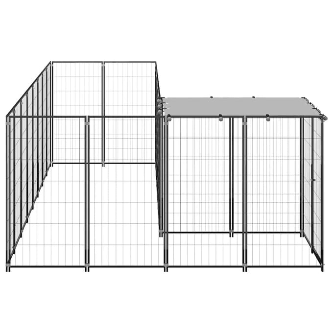vidaXL - Hondenkennel - 6,05 - m² - staal - zwart