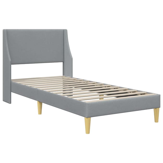 vidaXL - Bedframe - Effen - met - hoofdeinde - Lichtgrijs - 90 - x - 200 - cm - Stof
