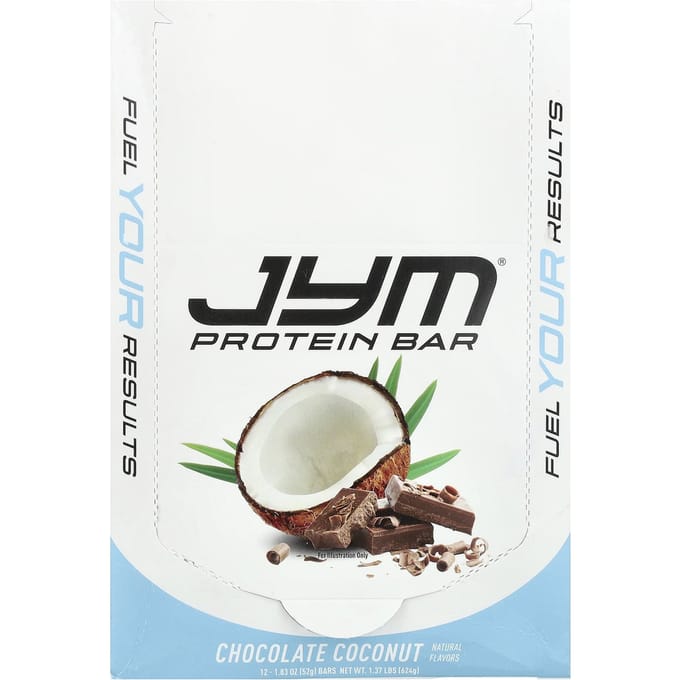 JYM Supplement Science, Eiwitreep, Chocolade Kokosnoot, 12 repen, 52 g (1.83 oz) elk
