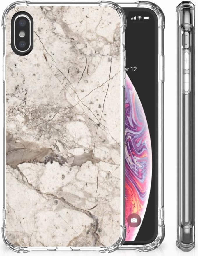 Apple iPhone X | Xs Anti-Shock Hoesje Marmer Beige