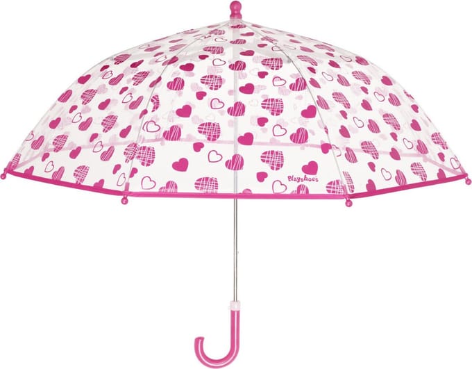 Playshoes - Paraplu - Hartjes - Transparant - Roze