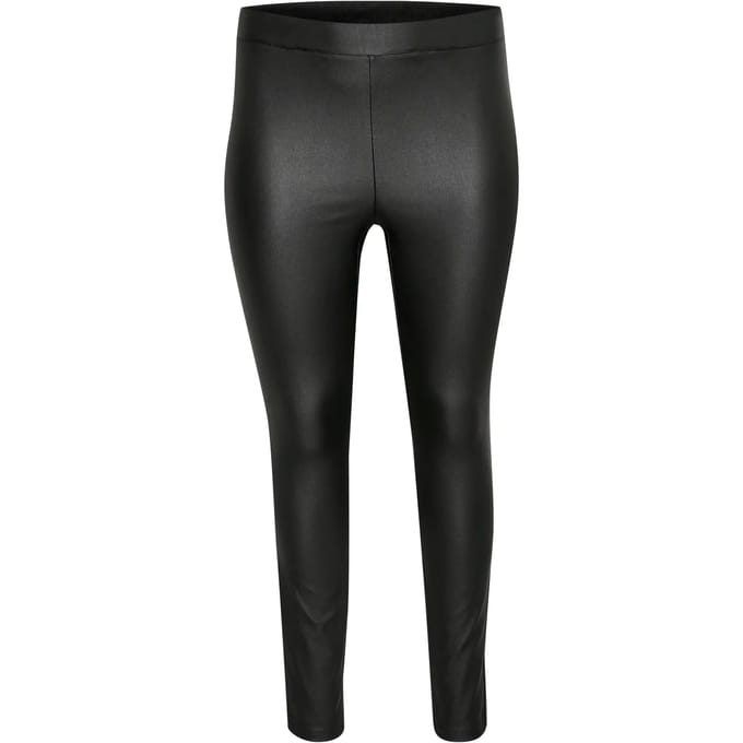 Kaffe Curve KCadina Long Coated Jeggings Dames Broek -Black Deep